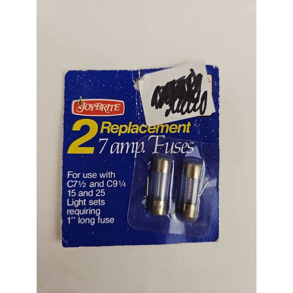 Joy Brite Replacement 7 Amp Christmas Light Fuses 2 Pack C7½ C9¼ NIP Descriptio